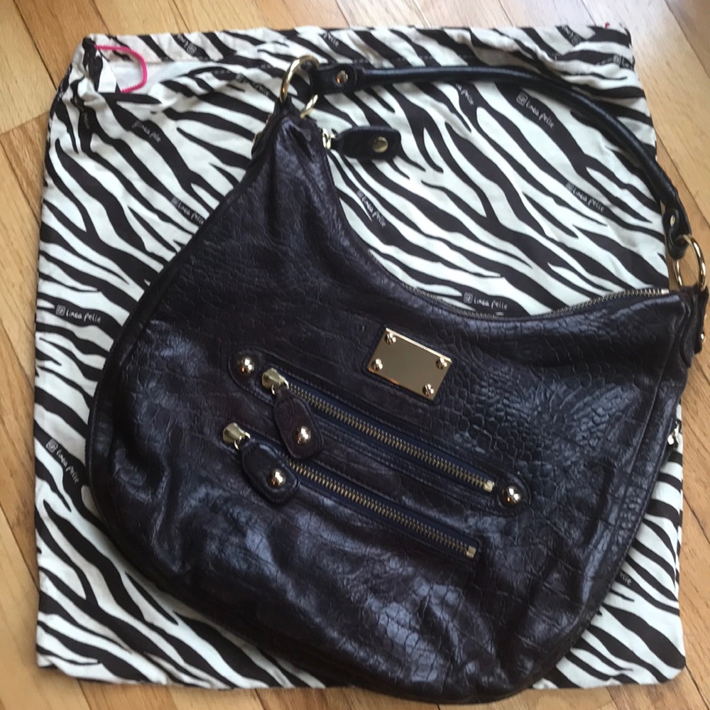 Linea Pelle Dark Purple Leather Shoulder Bag